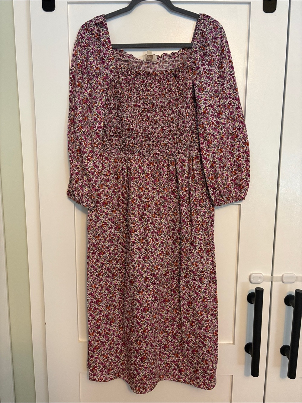 LOFT  Floral Smocked Midi Dress